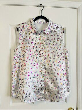White Gold Floral Halter Top M